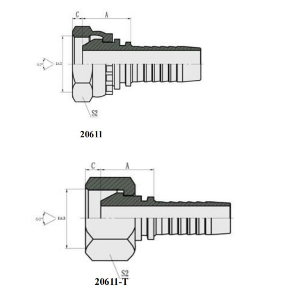 20611 Female 60° Cone fitting Topa
